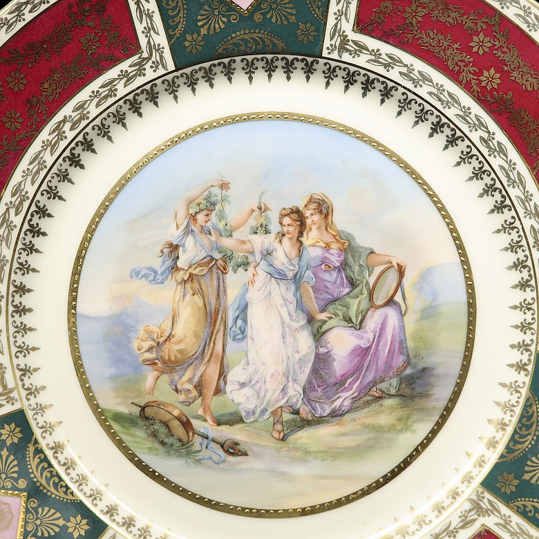 Pareja de platos de porcelana, JWK Carlsbad Bavaria, s.XX - 7