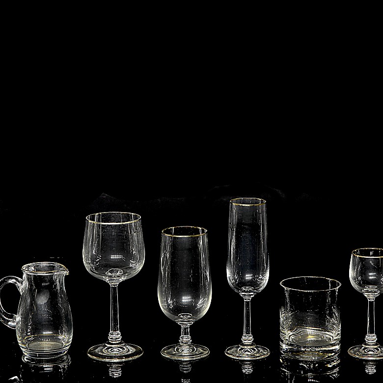 Glassware with gold detailing, 20th century