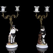 Pair of German porcelain candlesticks, 20th century