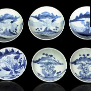 Small porcelain dishes, blue and white, Qing dynasty