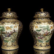 Pair of jars “Hunting”, 20th century