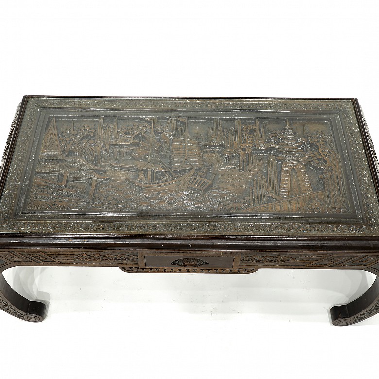 Low carved wood table, China, 20th century