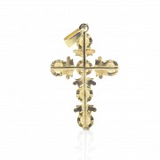 Cruz de oro amarillo 18 k y perlas