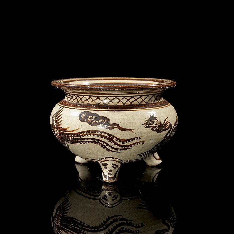 Glazed ceramic censer “Phoenix”, Yuan style