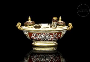 Porcelain writing desk “Flowers on red background” 18th-19th century