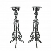 Pair of cast-iron pedestals, 20th century