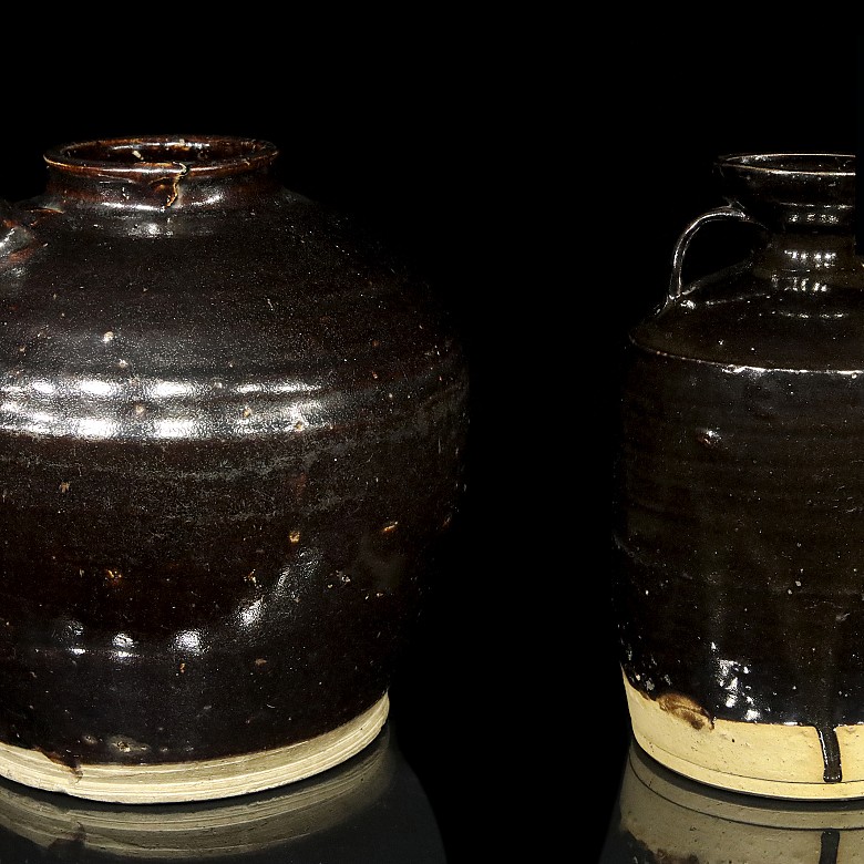 Set of black glazed vessels, 20th century