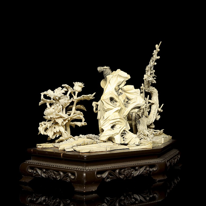 Ivory figure ‘Cart with ladies’, late 19th century