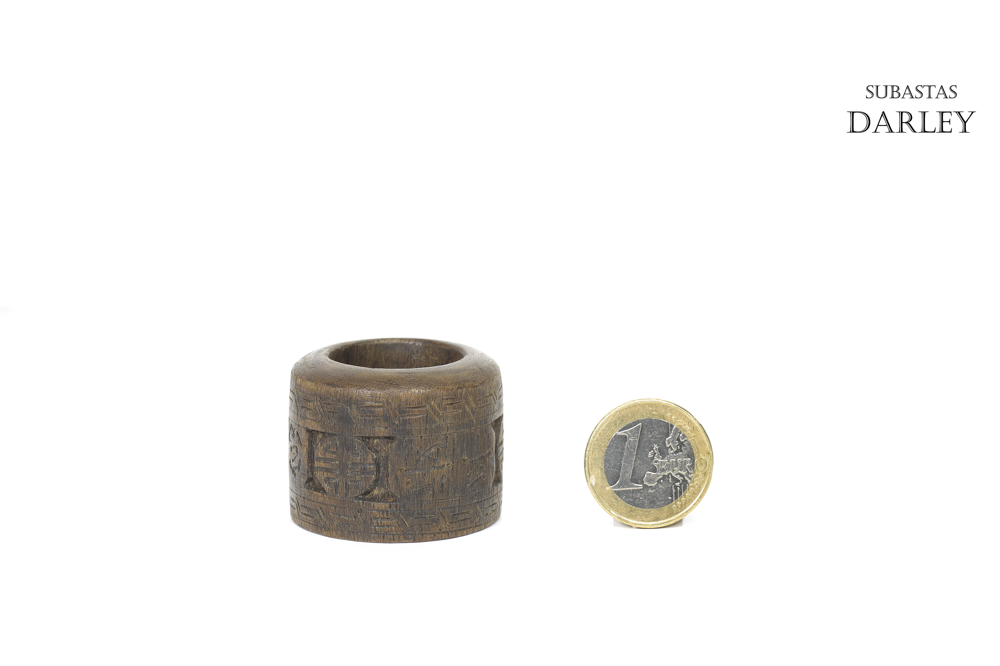 Wooden Ring With Characters And Symbols Qing Dynasty